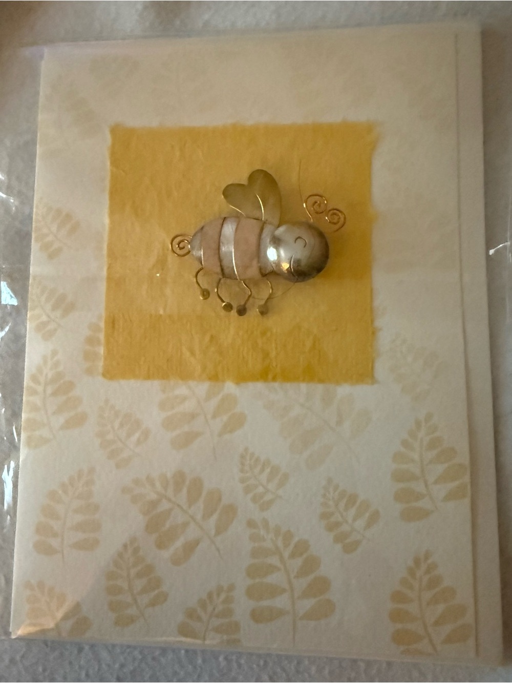 Pilgrim Imports Mailable Art Recycled Paper Pin Card with Bee Pin